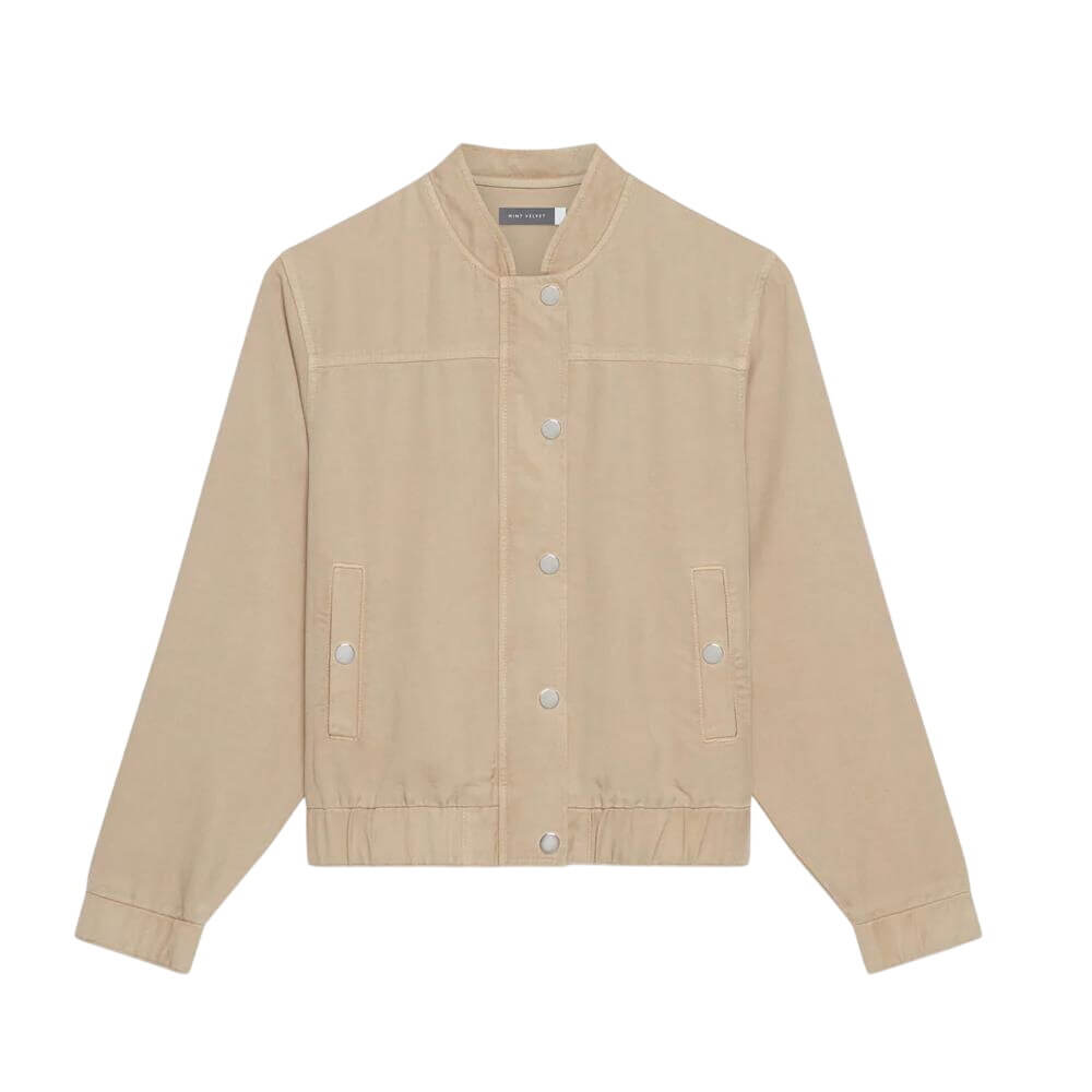 Mint Velvet Neutral Washed Bomber Jacket